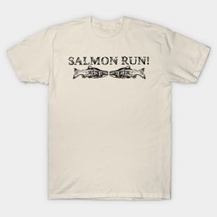 SALMON RUN in Black and White T-Shirt